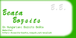 beata bozsits business card