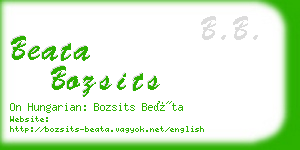 beata bozsits business card